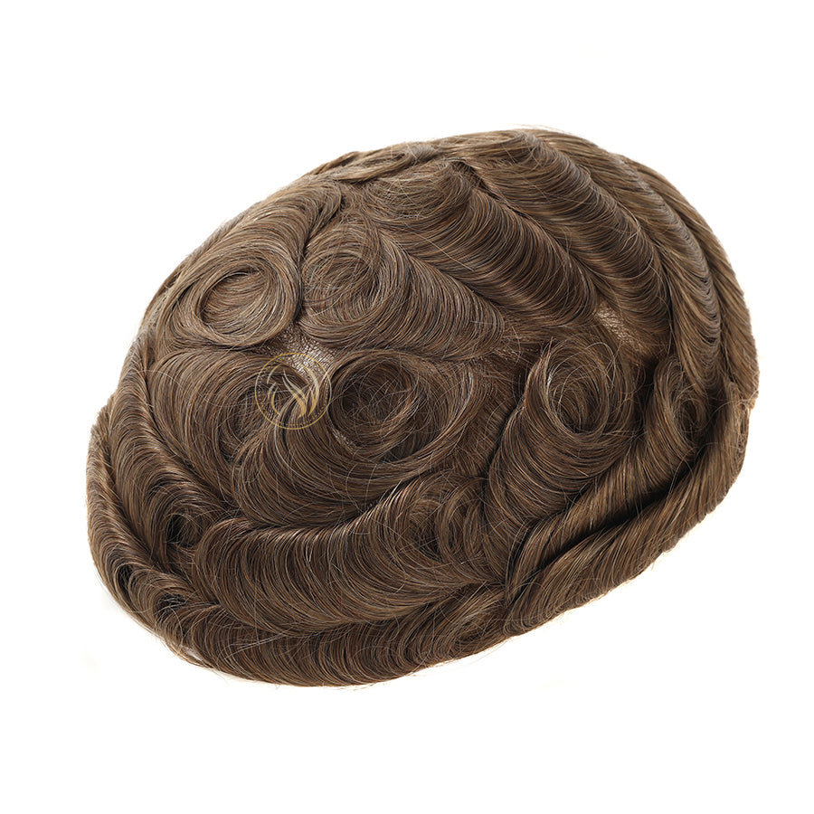 UTK | Sistema de peluquín para hombre con doble nudo para piel fina de 0,06 mm a 0,08 mm