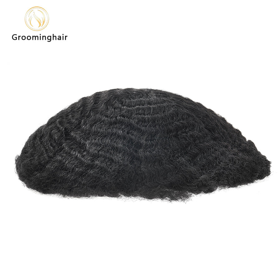 REAL FULL LACE 8MM DEEP WAVE MAN HAIR REPLACEMENT UNIT WEAVE