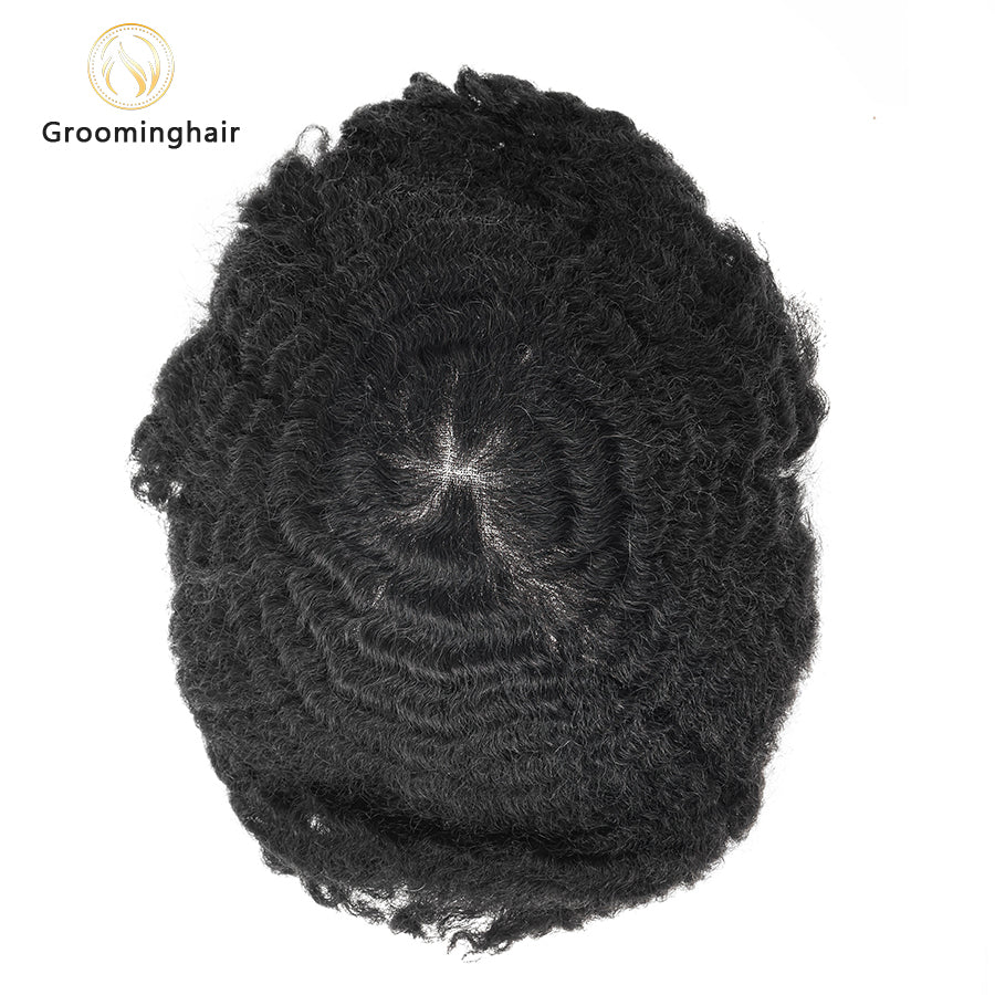 REAL FULL LACE 8MM DEEP WAVE MAN HAIR REPLACEMENT UNIT WEAVE