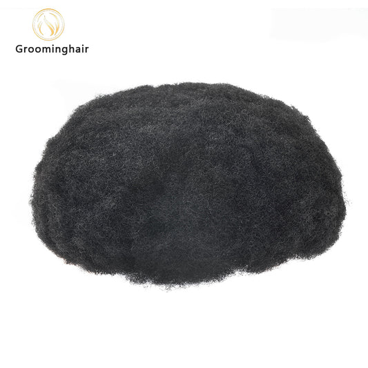 THIN SKIN POLY 4MM AFRO CURLY MAN HAIR UNIT HUMAN HAIR