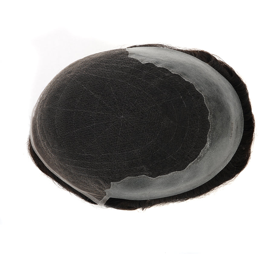 Sistema capilar Q6 Swiss Lace con nudos decolorados en laterales y parte posterior de poliéster