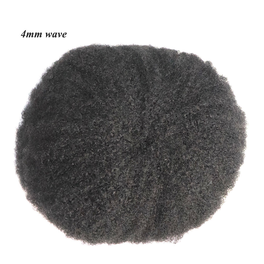 Unidades de ondulação masculina de renda completa de 4 mm para substituição de cabelo africano