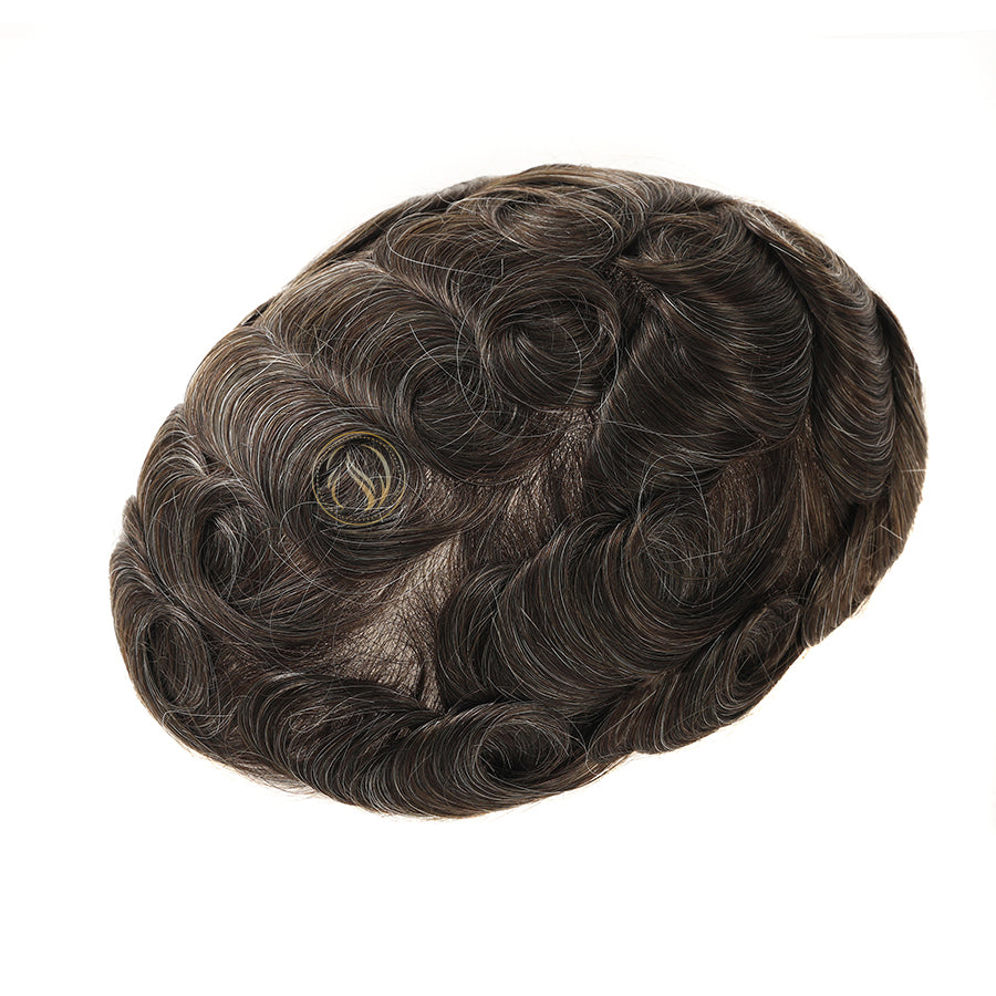 UTK | Sistema de peluquín para hombre con doble nudo para piel fina de 0,06 mm a 0,08 mm