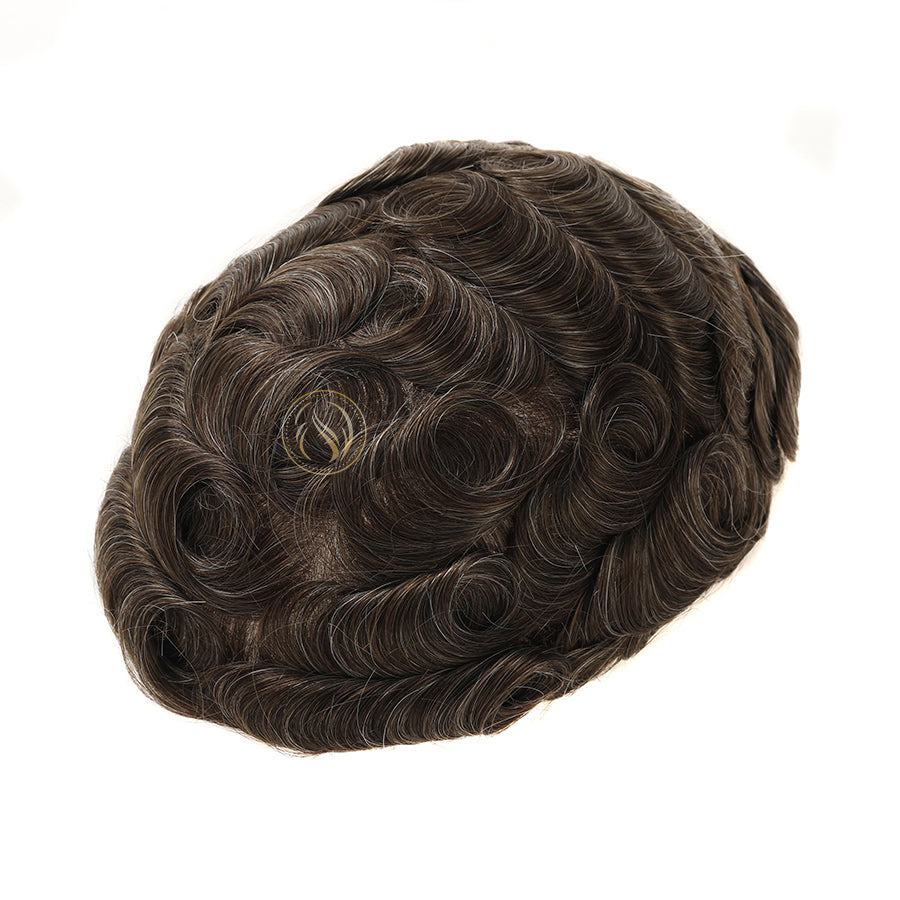 UTK | Sistema de peluquín para hombre con doble nudo para piel fina de 0,06 mm a 0,08 mm