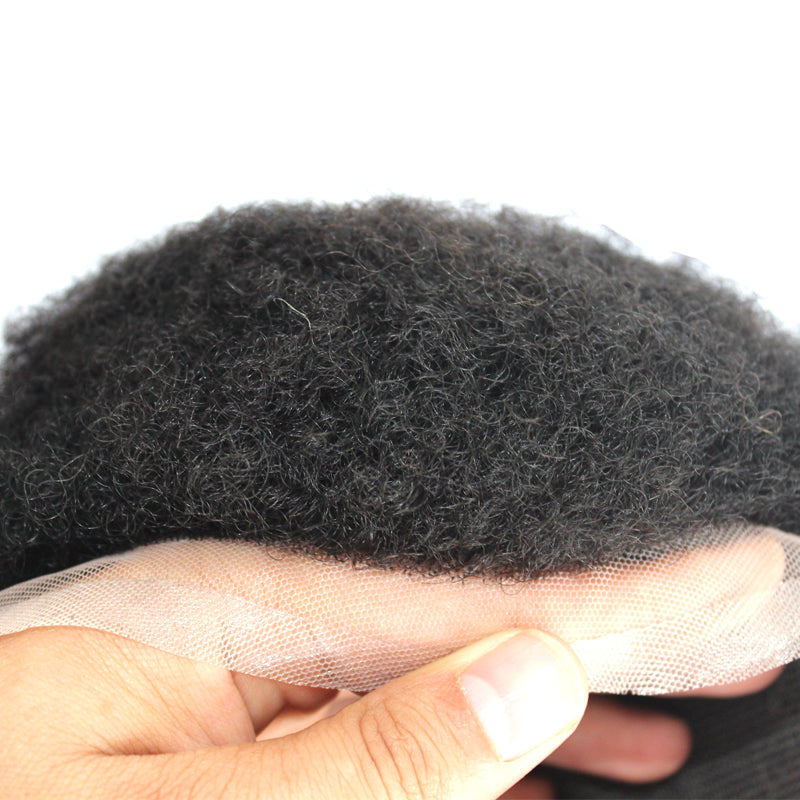 FULL LACE 4MM AFRO CURLY MAN HAIR REPLACEMENT UNIT