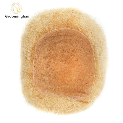 FULL LACE 4MM AFRO #613 BLACK MEN TOUPEE AFRO HAIR SYSTEM