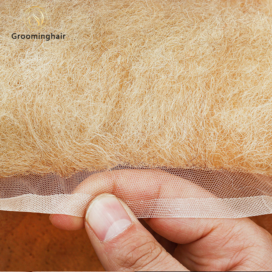 FULL LACE 4MM AFRO #613 BLACK MEN TOUPEE AFRO HAIR SYSTEM