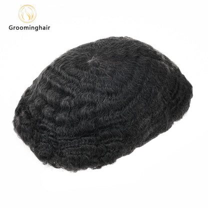 100% HAIR REPLACEMENT MAN WAVE FOR AFRICAN HAIR UNIT FULL LACE 10MM WAVE