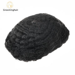 Substituição capilar 100% para homens, ondulados, para unidade de cabelo africano, renda completa, 10 mm de onda
