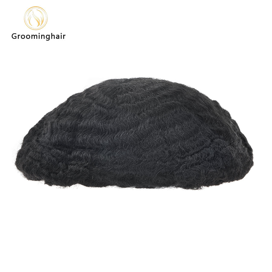 100% HAIR REPLACEMENT MAN WAVE FOR AFRICAN HAIR UNIT FULL LACE 10MM WAVE