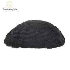 Substituição capilar 100% para homens, ondulados, para unidade de cabelo africano, renda completa, 10 mm de onda