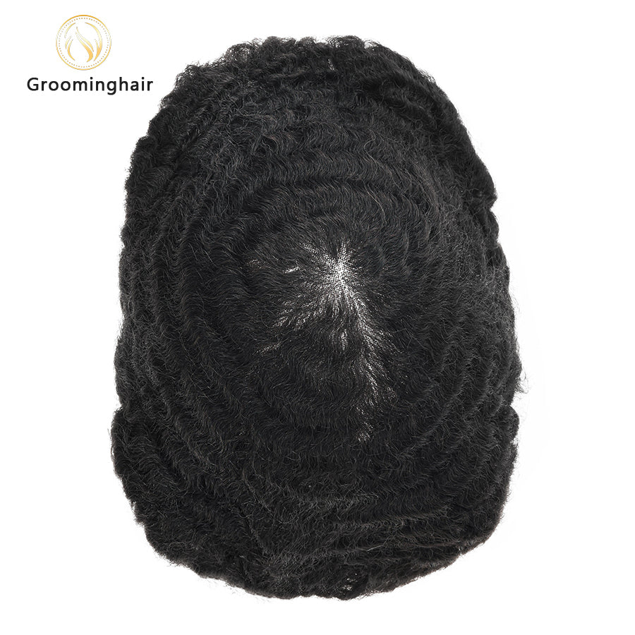 100% HAIR REPLACEMENT MAN WAVE FOR AFRICAN HAIR UNIT FULL LACE 10MM WAVE