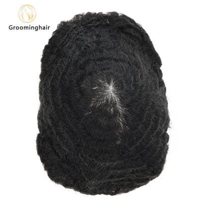 100% HAIR REPLACEMENT MAN WAVE FOR AFRICAN HAIR UNIT FULL LACE 10MM WAVE