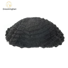Unidade de substituição de cabelo ondulado masculino com renda completa de 12 mm
