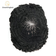 Unidade de substituição de cabelo ondulado masculino com renda completa de 12 mm