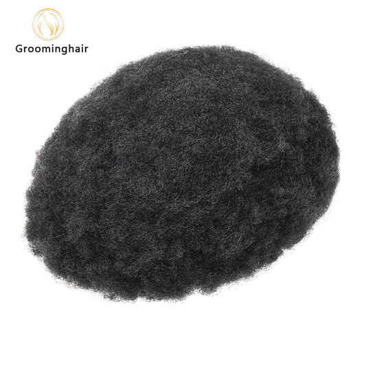 FULL LACE 4MM AFRO CURLY MAN HAIR REPLACEMENT UNIT