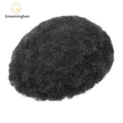 Unidade de substituição de cabelo afro cacheado masculino com renda completa de 4 mm