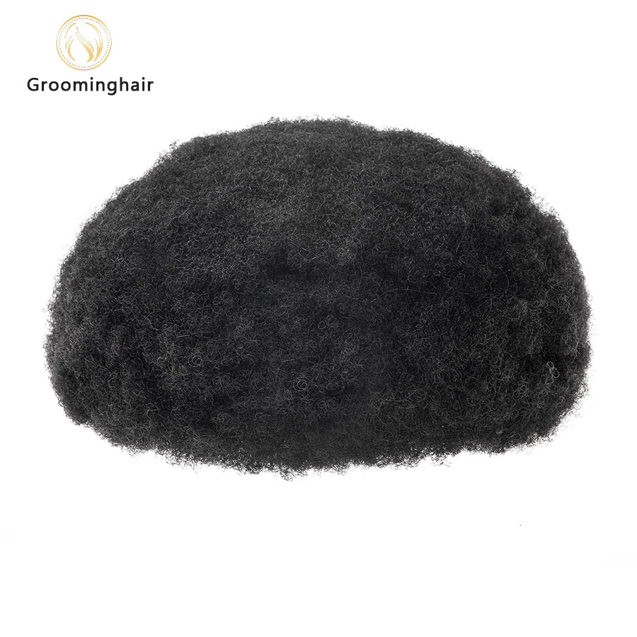 FULL LACE 4MM AFRO CURLY MAN HAIR REPLACEMENT UNIT