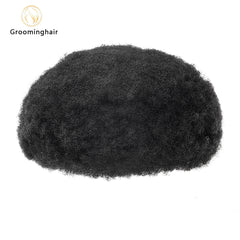 Unidade de substituição de cabelo afro cacheado masculino com renda completa de 4 mm