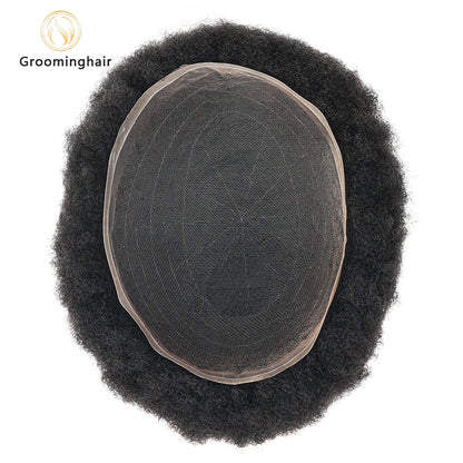 FULL LACE 4MM AFRO CURLY MAN HAIR REPLACEMENT UNIT