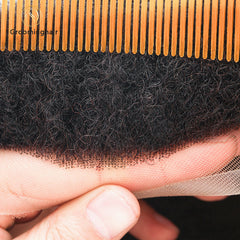 Unidade de substituição de cabelo afro cacheado masculino com renda completa de 4 mm