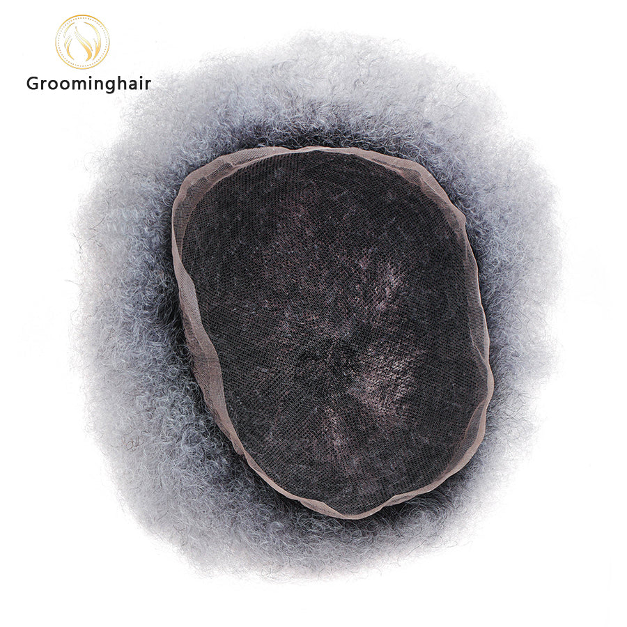 FULL LACE AFRO 4MM #T COLOR BLACK MEN TOUPEE AFRO SYSTEM