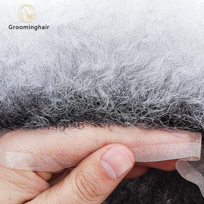 FULL LACE AFRO 4MM #T COLOR BLACK MEN TOUPEE AFRO SYSTEM