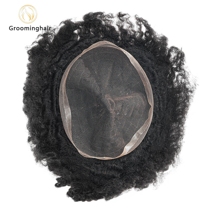 REAL FULL LACE 8MM DEEP WAVE MAN HAIR REPLACEMENT UNIT WEAVE