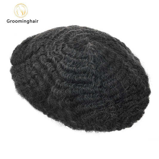 REAL FULL LACE 8MM DEEP WAVE MAN HAIR REPLACEMENT UNIT WEAVE