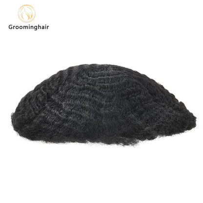 REAL FULL LACE 8MM DEEP WAVE MAN HAIR REPLACEMENT UNIT WEAVE