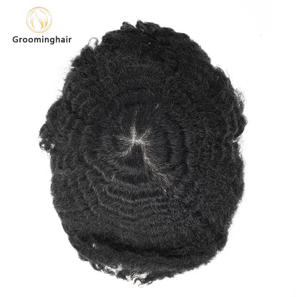 REAL FULL LACE 8MM DEEP WAVE MAN HAIR REPLACEMENT UNIT WEAVE