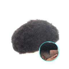 THIN SKIN POLY 4MM AFRO CURLY MAN HAIR UNIT HUMAN HAIR