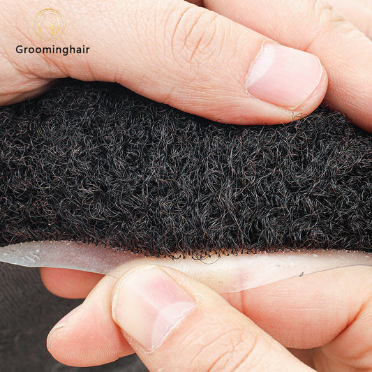 4MM AFRO FULL SKIN POLY MAN HAIR REPLACEMENT FOR AFRICAN HAIR