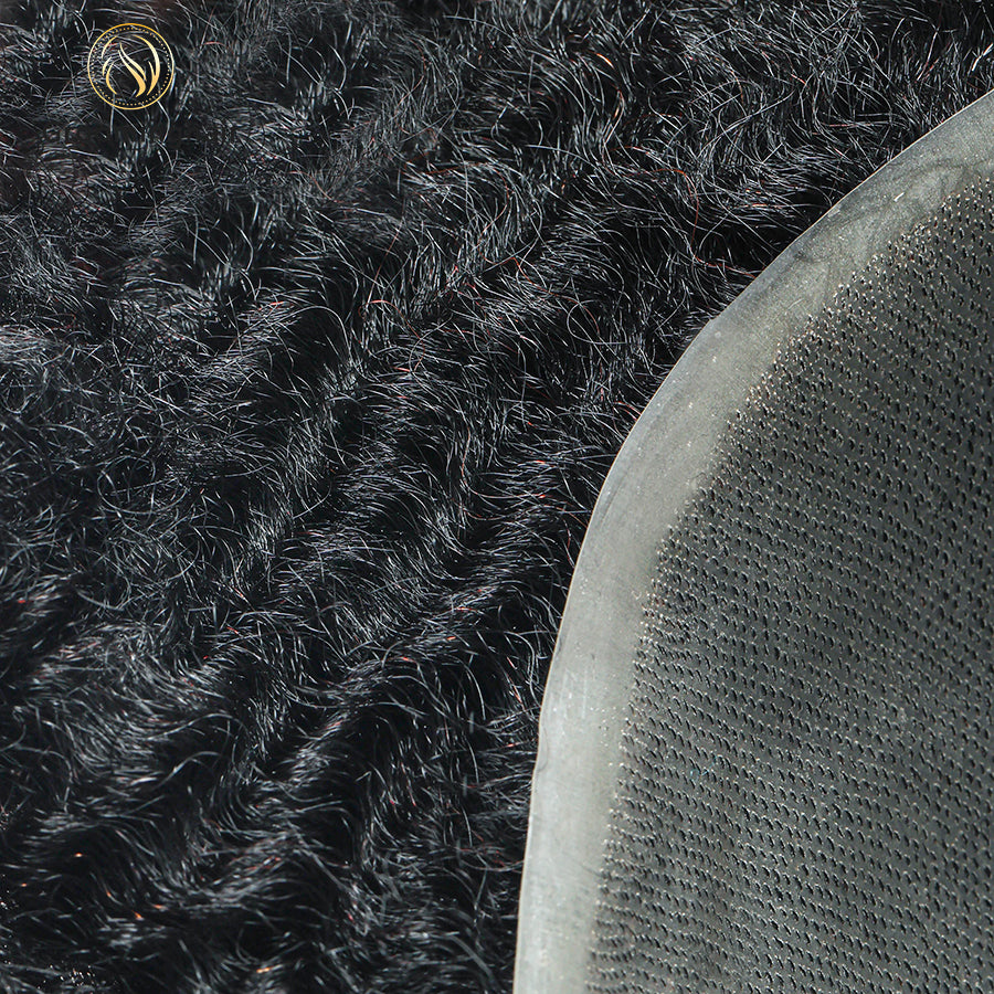 Prótesis capilar de piel fina con base de polímero, ondulada, para hombre, 6 mm