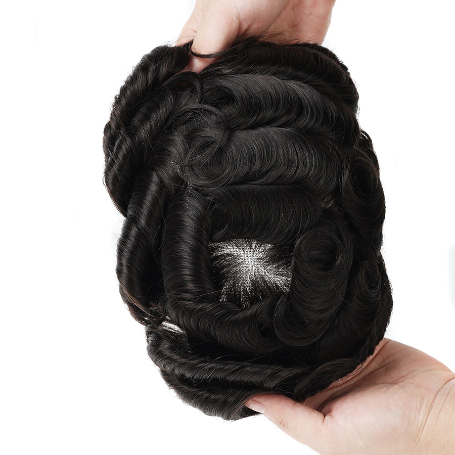 RENDA SUÍÇA AUSTRÁLIA NO CENTRO COM UM SISTEMA DE CABELO DE PERÍMETRO DE POLI MAIS AMPLO ATACADO