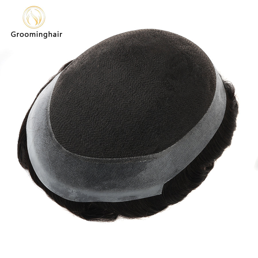 RENDA SUÍÇA AUSTRÁLIA NO CENTRO COM UM SISTEMA DE CABELO DE PERÍMETRO DE POLI MAIS AMPLO ATACADO