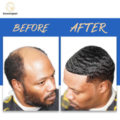 Substituição capilar 100% para homens, ondulados, para unidade de cabelo africano, renda completa, 10 mm de onda