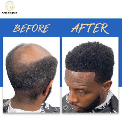 4MM AFRO FULL SKIN POLY MAN HAIR REPLACEMENT FOR AFRICAN HAIR